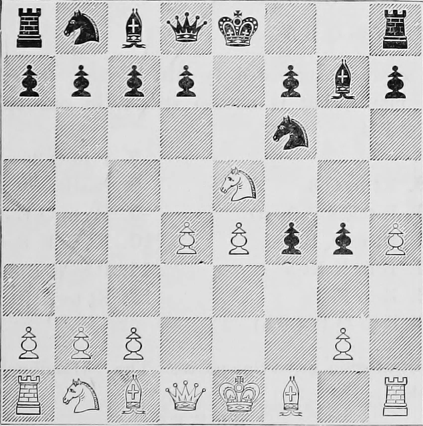 An illustration from The chess-players' manual : containing the laws of the game according to the revised code laid down by the British Chess Association in 1862, 1902, leaf 442