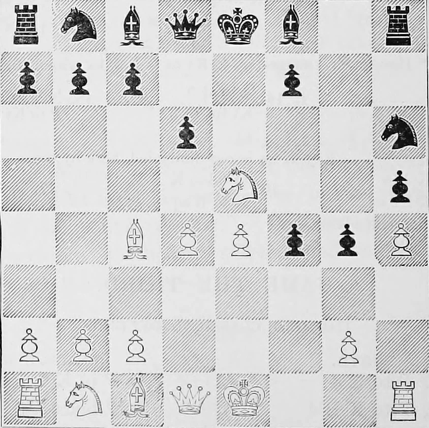 An illustration from The chess-players' manual : containing the laws of the game according to the revised code laid down by the British Chess Association in 1862, 1902, leaf 455