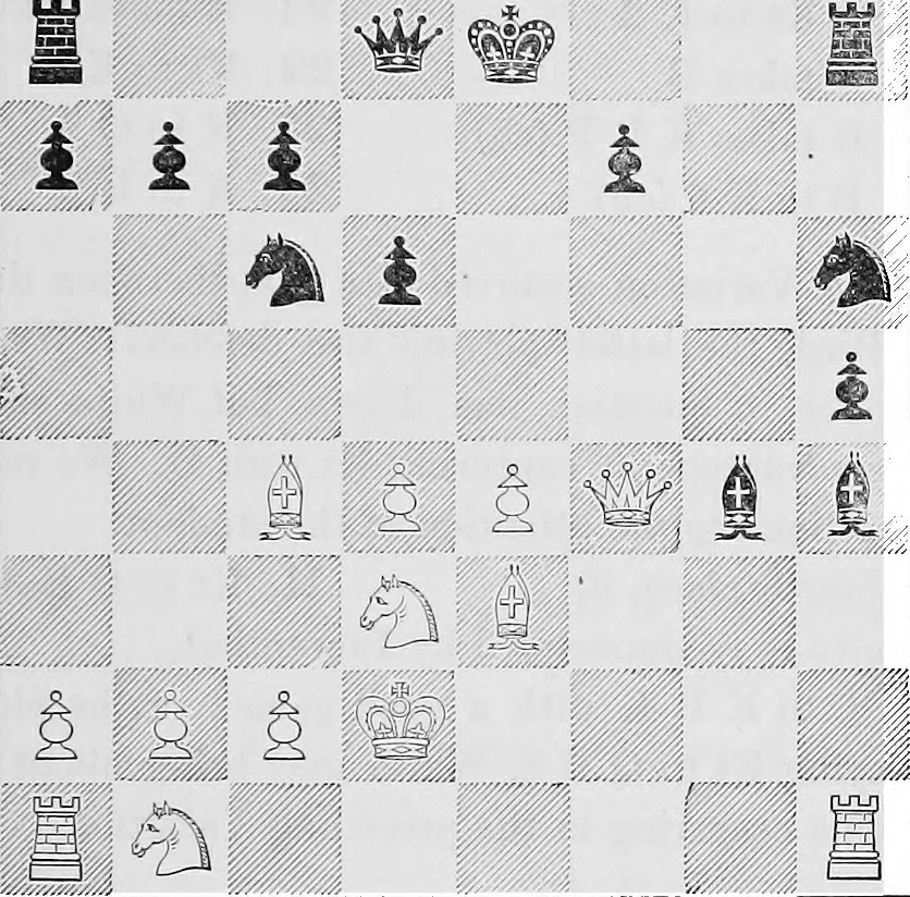 An illustration from The chess-players' manual : containing the laws of the game according to the revised code laid down by the British Chess Association in 1862, 1902, leaf 458