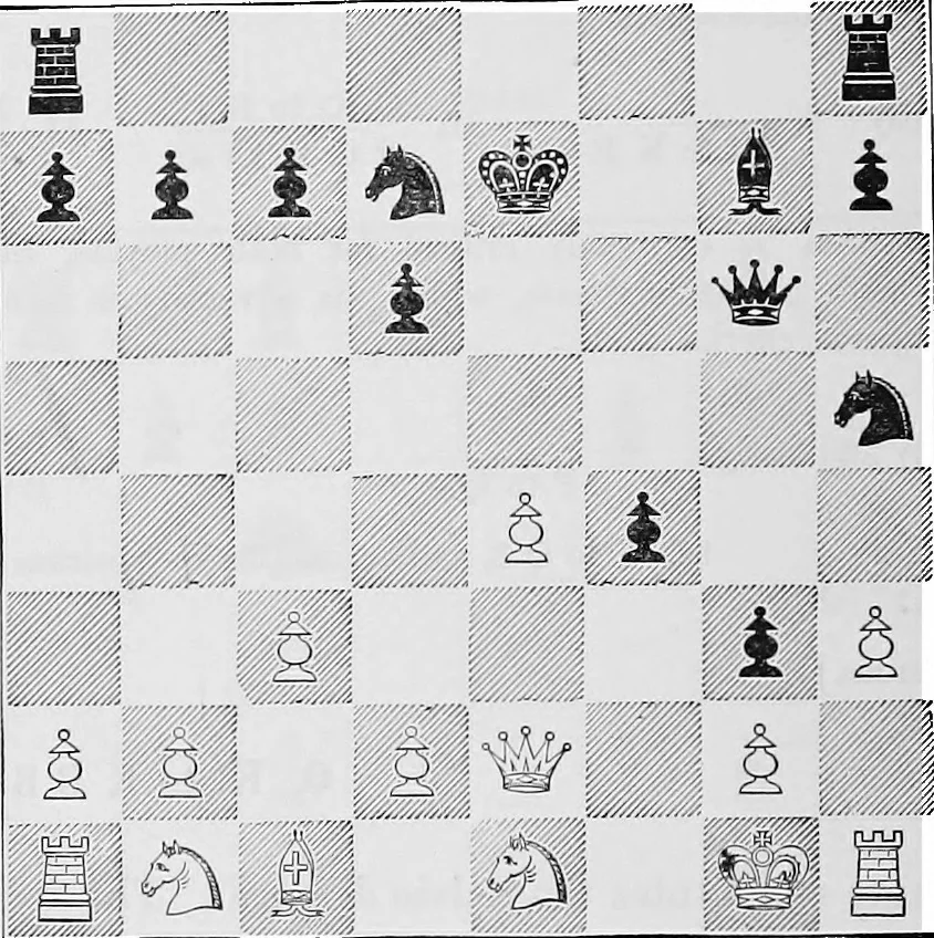 An illustration from The chess-players' manual : containing the laws of the game according to the revised code laid down by the British Chess Association in 1862, 1902, leaf 573
