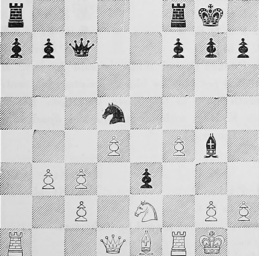 An illustration from The chess-players' manual : containing the laws of the game according to the revised code laid down by the British Chess Association in 1862, 1902, leaf 646