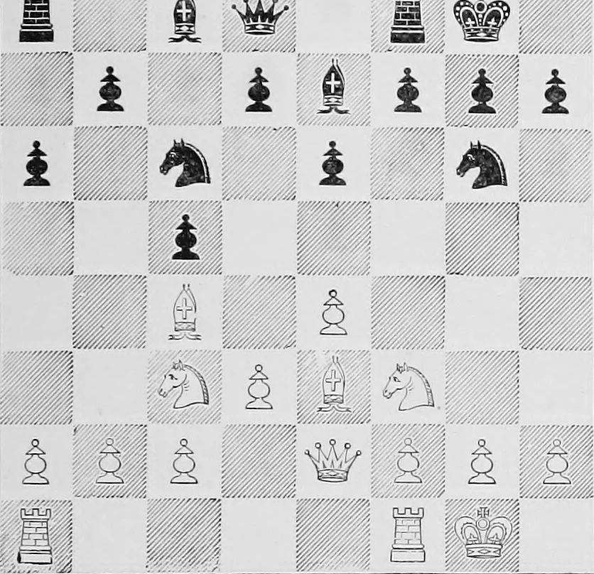 An illustration from The chess-players' manual : containing the laws of the game according to the revised code laid down by the British Chess Association in 1862, 1902, leaf 826