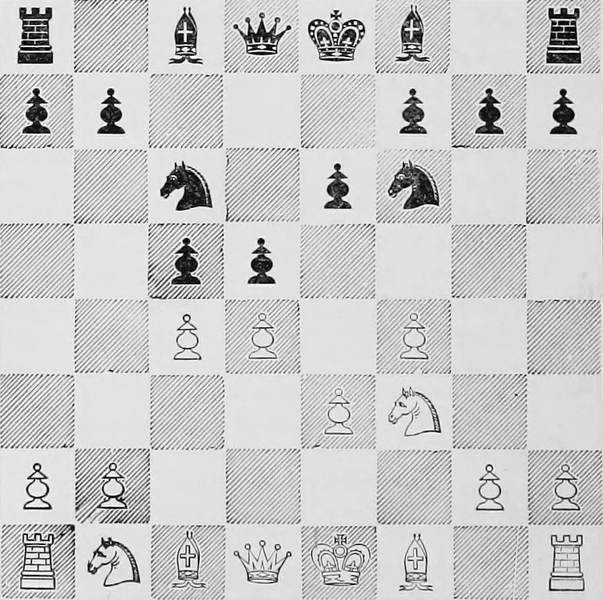 An illustration from The chess-players' manual : containing the laws of the game according to the revised code laid down by the British Chess Association in 1862, 1902, leaf 847