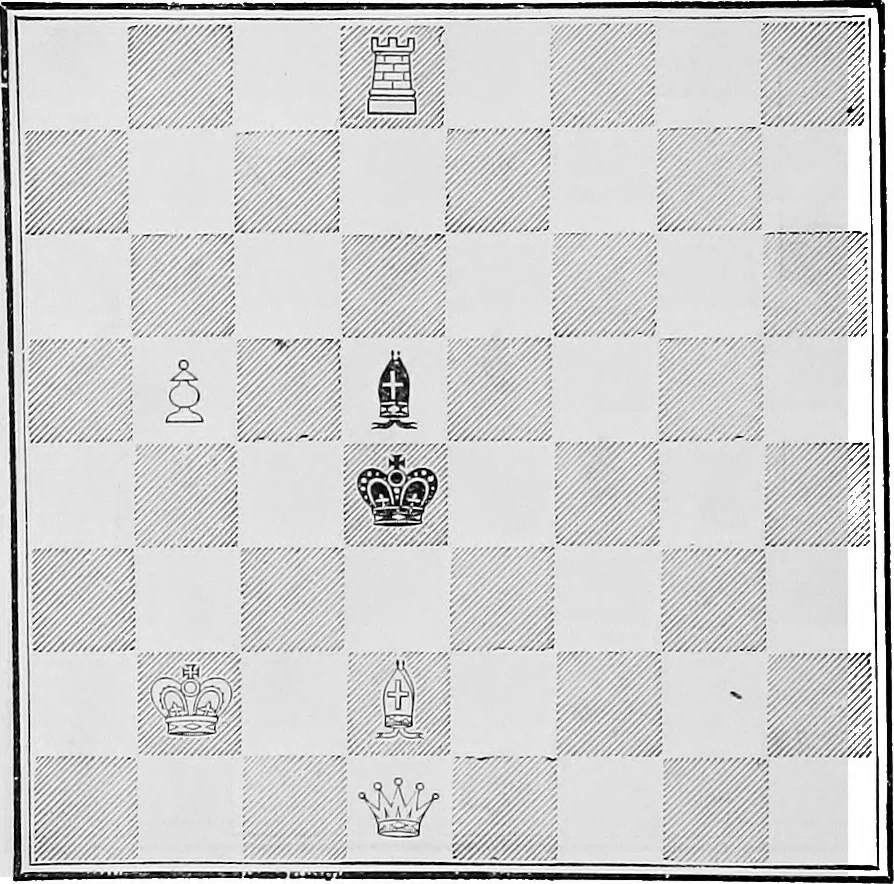 An illustration from The chess-players' manual : containing the laws of the game according to the revised code laid down by the British Chess Association in 1862, 1902, leaf 871