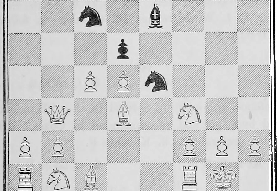 An illustration from The chess-players' manual : containing the laws of the game according to the revised code laid down by the British Chess Association in 1862, 1902, leaf 90