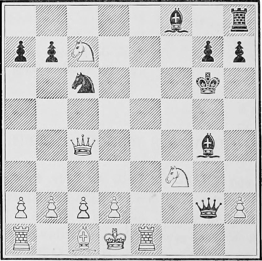 An illustration from The chess-players' manual : containing the laws of the game according to the revised code laid down by the British Chess Association in 1862, 1902, leaf 975
