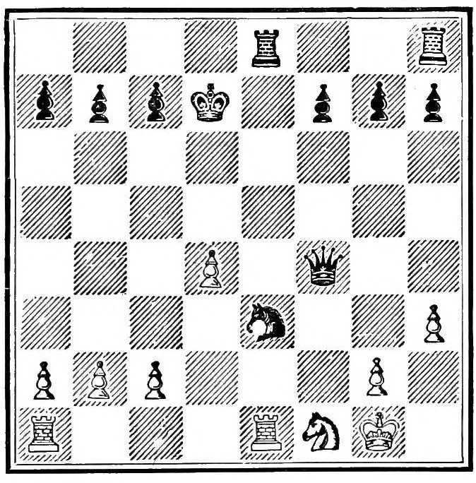An illustration from A memorial to William Steinitz; containing a selection of his games chronologically arranged with an analysis of play, 1901, leaf 74