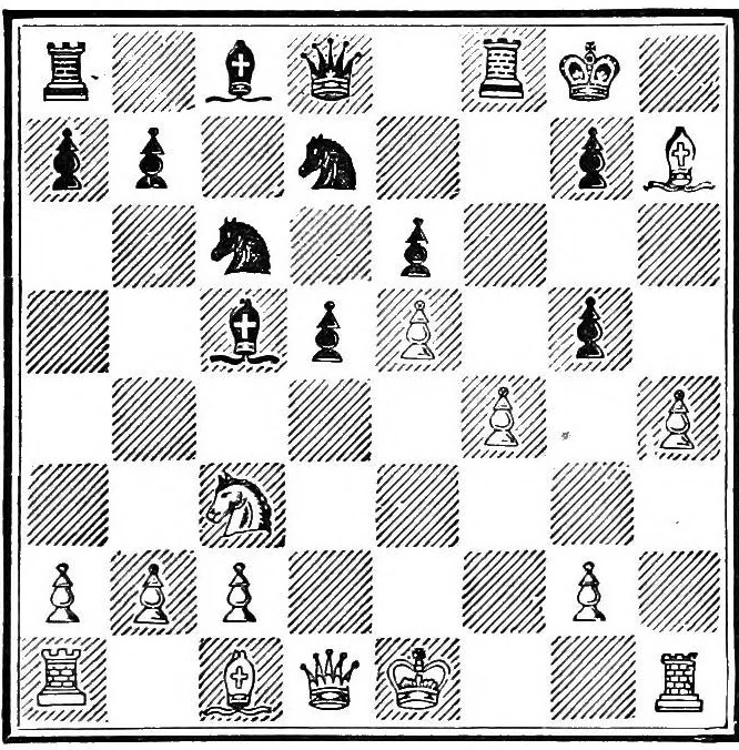 An illustration from A memorial to William Steinitz; containing a selection of his games chronologically arranged with an analysis of play, 1901, leaf 88