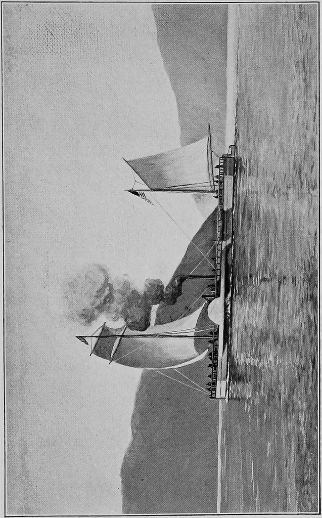 An illustration from Old steamboat days on the Hudson River; tales and reminiscences of the stirring times that followed the introduction of steam navigation, 1907, leaf 34