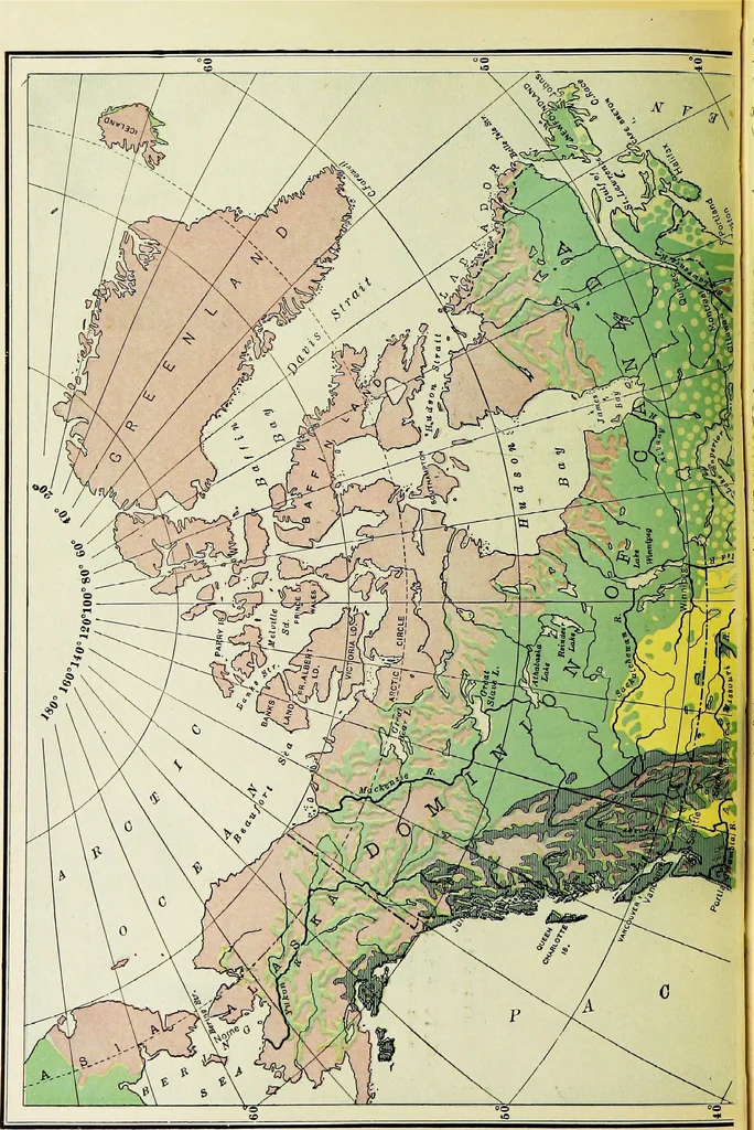 An illustration from Hammond's business atlas of economic geography: a new series of maps showing: relief of the land, temperature, rainfall, natural vegetation, productive and non-productive regions, mineral products, agricultural products, distribution of population, etc., etc, 1921, leaf 15