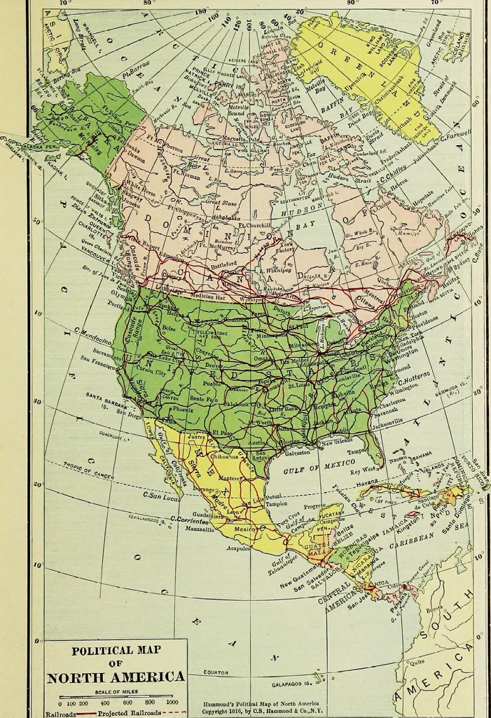 An illustration from Hammond's business atlas of economic geography: a new series of maps showing: relief of the land, temperature, rainfall, natural vegetation, productive and non-productive regions, mineral products, agricultural products, distribution of population, etc., etc, 1921, leaf 32