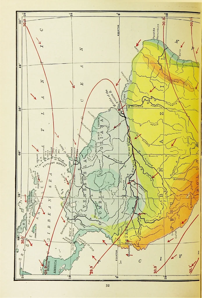 An illustration from Hammond's business atlas of economic geography: a new series of maps showing: relief of the land, temperature, rainfall, natural vegetation, productive and non-productive regions, mineral products, agricultural products, distribution of population, etc., etc, 1921, leaf 35
