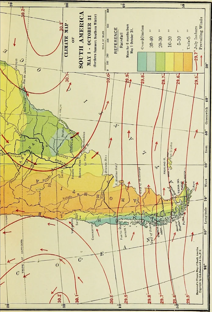 An illustration from Hammond's business atlas of economic geography: a new series of maps showing: relief of the land, temperature, rainfall, natural vegetation, productive and non-productive regions, mineral products, agricultural products, distribution of population, etc., etc, 1921, leaf 36