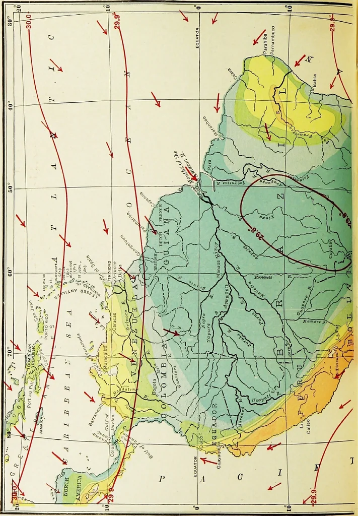 An illustration from Hammond's business atlas of economic geography: a new series of maps showing: relief of the land, temperature, rainfall, natural vegetation, productive and non-productive regions, mineral products, agricultural products, distribution of population, etc., etc, 1921, leaf 37