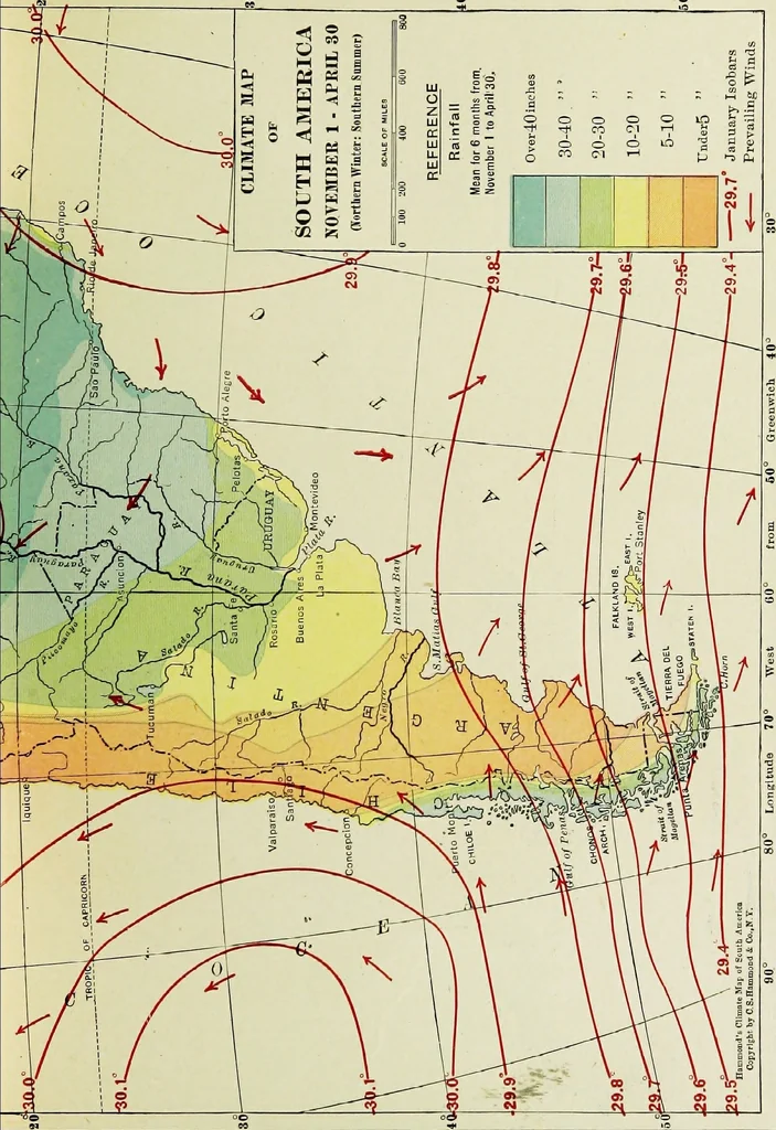 An illustration from Hammond's business atlas of economic geography: a new series of maps showing: relief of the land, temperature, rainfall, natural vegetation, productive and non-productive regions, mineral products, agricultural products, distribution of population, etc., etc, 1921, leaf 38