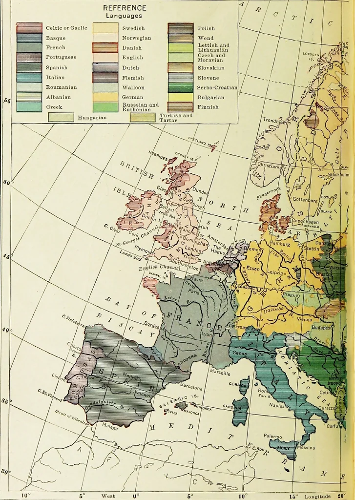 An illustration from Hammond's business atlas of economic geography: a new series of maps showing: relief of the land, temperature, rainfall, natural vegetation, productive and non-productive regions, mineral products, agricultural products, distribution of population, etc., etc, 1921, leaf 59