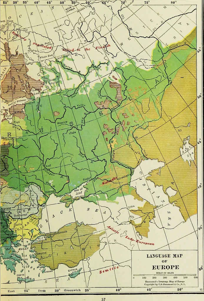 An illustration from Hammond's business atlas of economic geography: a new series of maps showing: relief of the land, temperature, rainfall, natural vegetation, productive and non-productive regions, mineral products, agricultural products, distribution of population, etc., etc, 1921, leaf 60