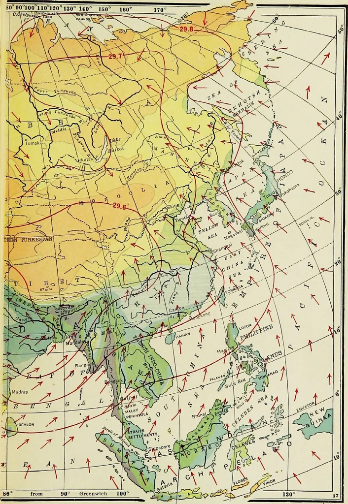 An illustration from Hammond's business atlas of economic geography: a new series of maps showing: relief of the land, temperature, rainfall, natural vegetation, productive and non-productive regions, mineral products, agricultural products, distribution of population, etc., etc, 1921, leaf 78