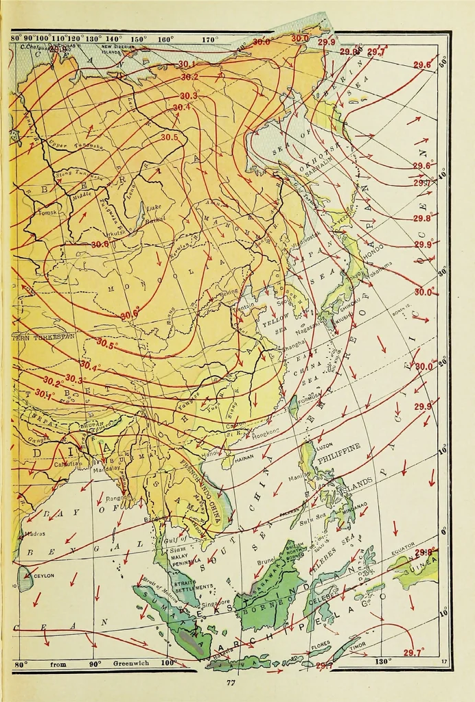 An illustration from Hammond's business atlas of economic geography: a new series of maps showing: relief of the land, temperature, rainfall, natural vegetation, productive and non-productive regions, mineral products, agricultural products, distribution of population, etc., etc, 1921, leaf 80