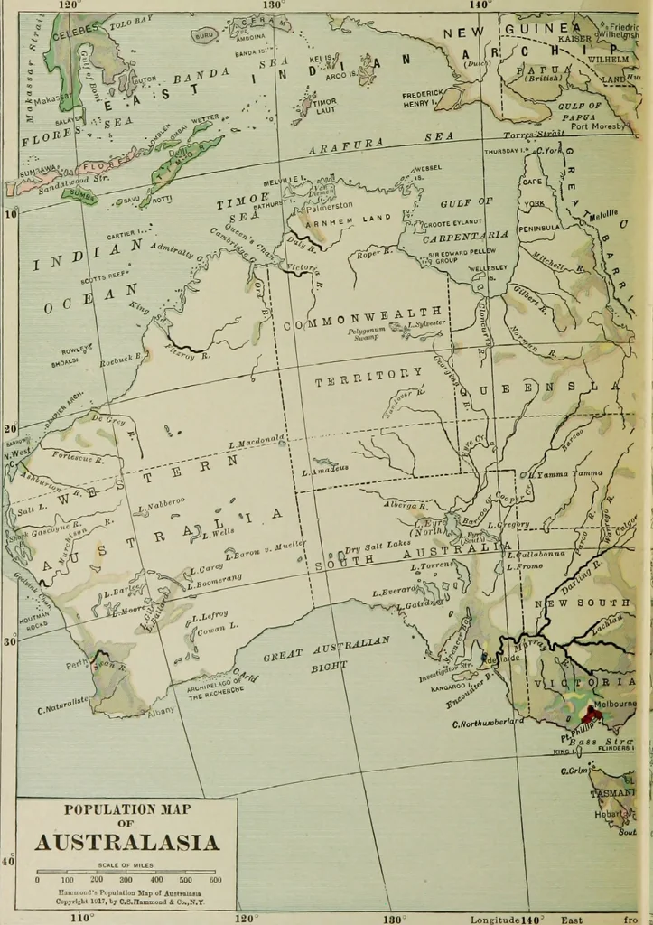 An illustration from Hammond's business atlas of economic geography: a new series of maps showing: relief of the land, temperature, rainfall, natural vegetation, productive and non-productive regions, mineral products, agricultural products, distribution of population, etc., etc, 1921, leaf 93