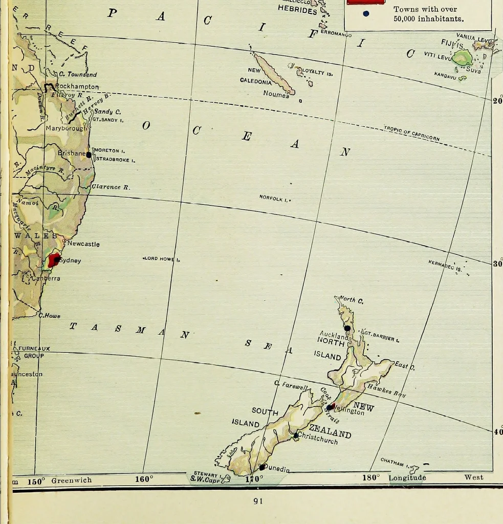 An illustration from Hammond's business atlas of economic geography: a new series of maps showing: relief of the land, temperature, rainfall, natural vegetation, productive and non-productive regions, mineral products, agricultural products, distribution of population, etc., etc, 1921, leaf 94