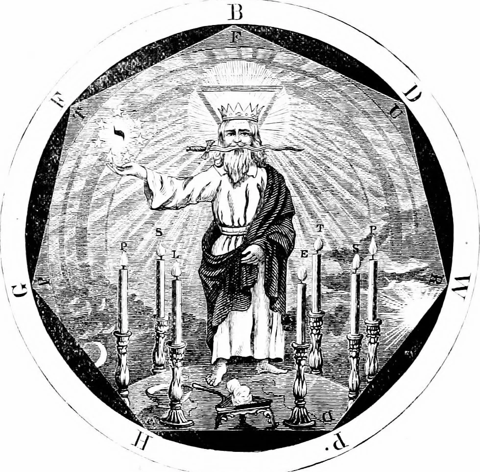 An illustration from A concise history of freemasonry, 1904, leaf 119