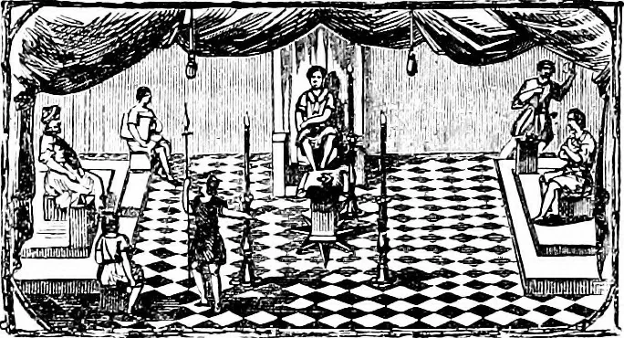 An illustration from A concise history of freemasonry, 1904, leaf 455