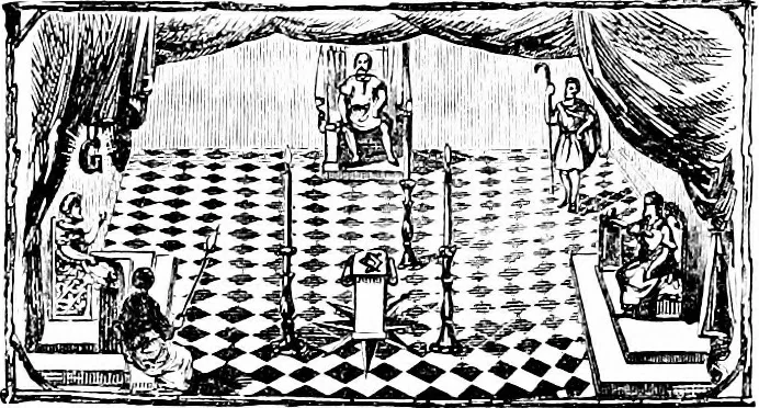 An illustration from A concise history of freemasonry, 1904, leaf 455
