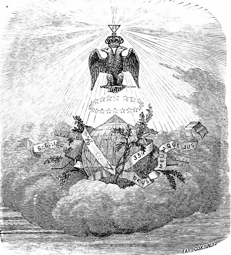 An illustration from A concise history of freemasonry, 1904, leaf 462