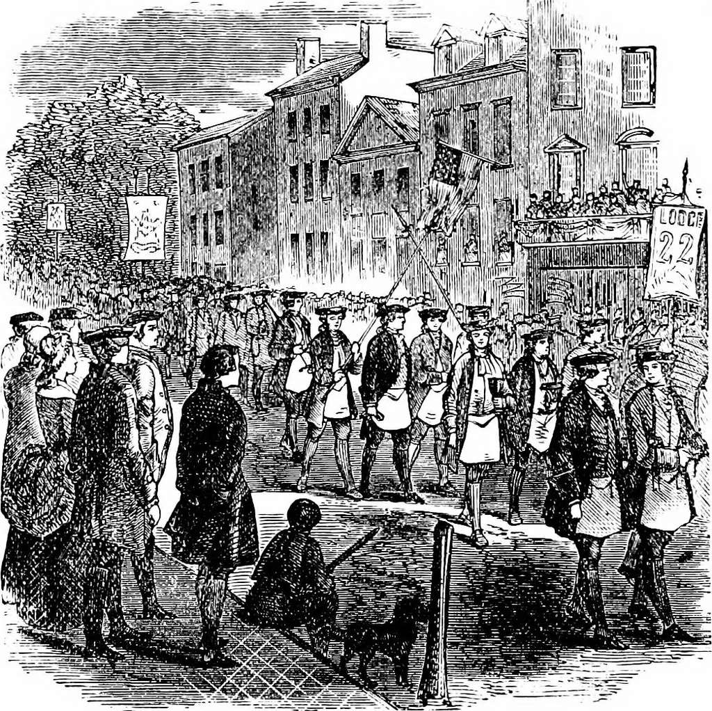 An illustration from A concise history of freemasonry, 1904, leaf 587