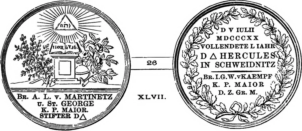An illustration from The medals of the masonic fraternity described and illustrated, 1880, leaf 108