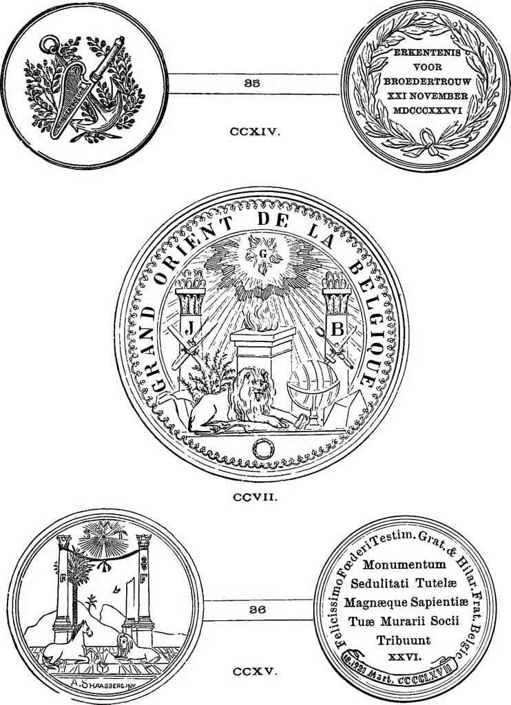 An illustration from The medals of the masonic fraternity described and illustrated, 1880, leaf 222