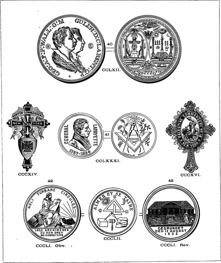 An illustration from The medals of the masonic fraternity described and illustrated, 1880, leaf 292