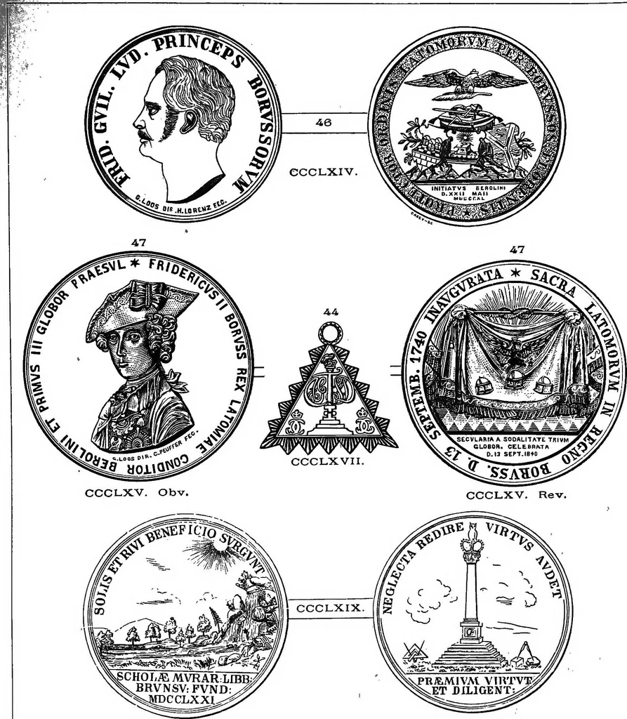 An illustration from The medals of the masonic fraternity described and illustrated, 1880, leaf 352