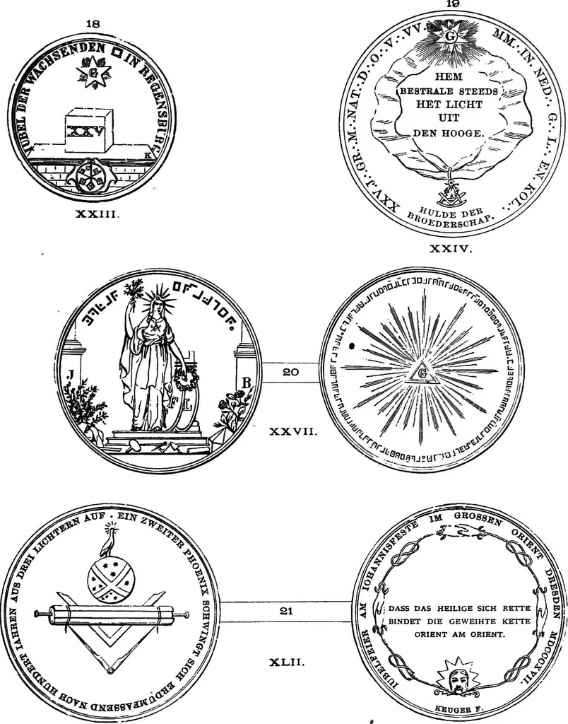 An illustration from The medals of the masonic fraternity described and illustrated, 1880, leaf 90