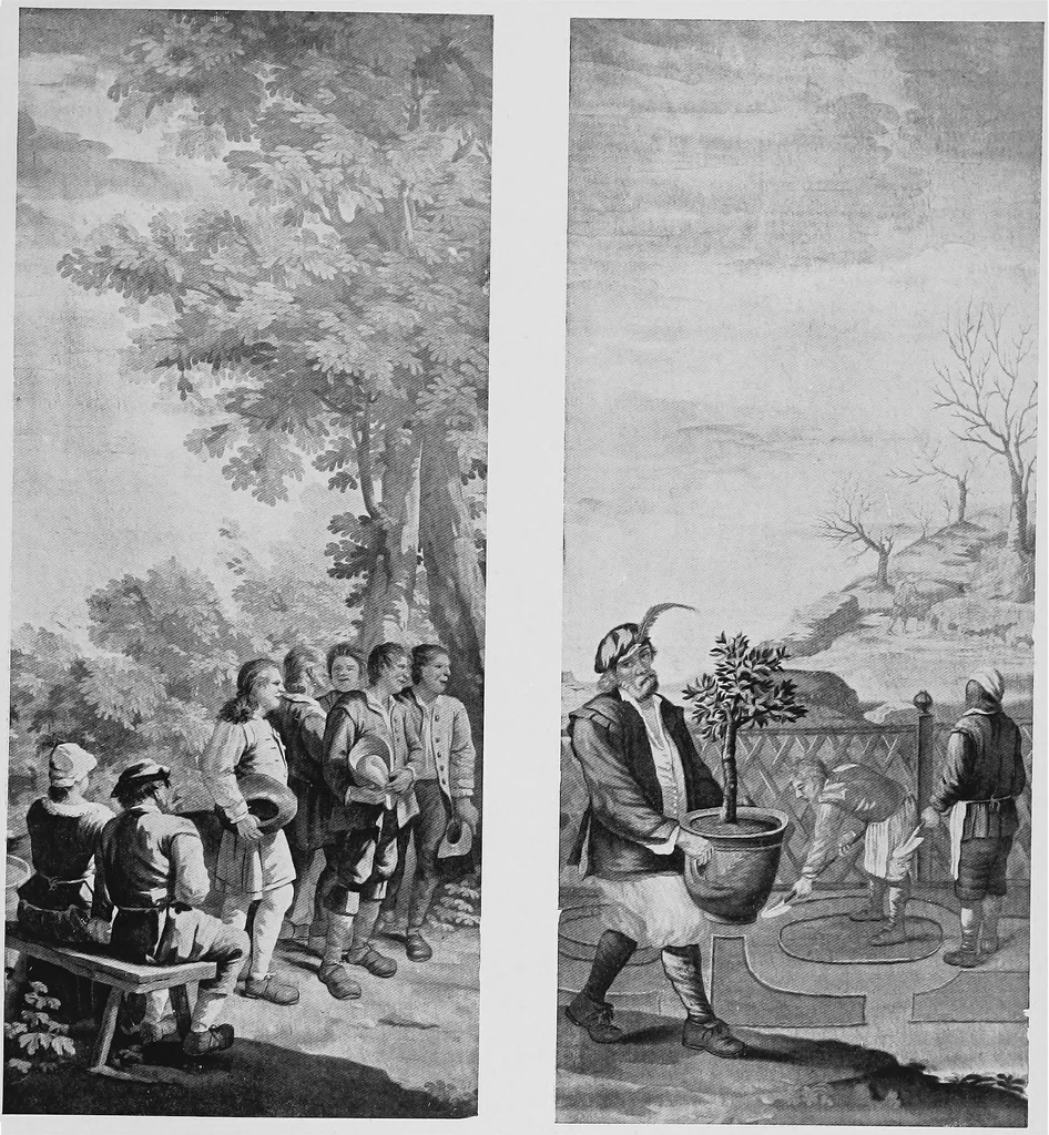 An illustration from Tapestries and carpets from the palace of the Pardo, woven at the royal manufactory of Madrid, loaned by His Majesty the King of Spain for exhibition by the Hispanic society of America, 1917, leaf 30