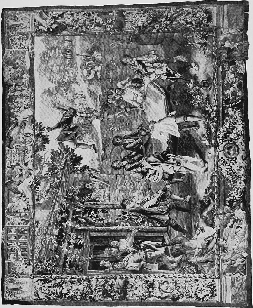 An illustration from Tapestries and carpets from the palace of the Pardo, woven at the royal manufactory of Madrid, loaned by His Majesty the King of Spain for exhibition by the Hispanic society of America, 1917, leaf 50