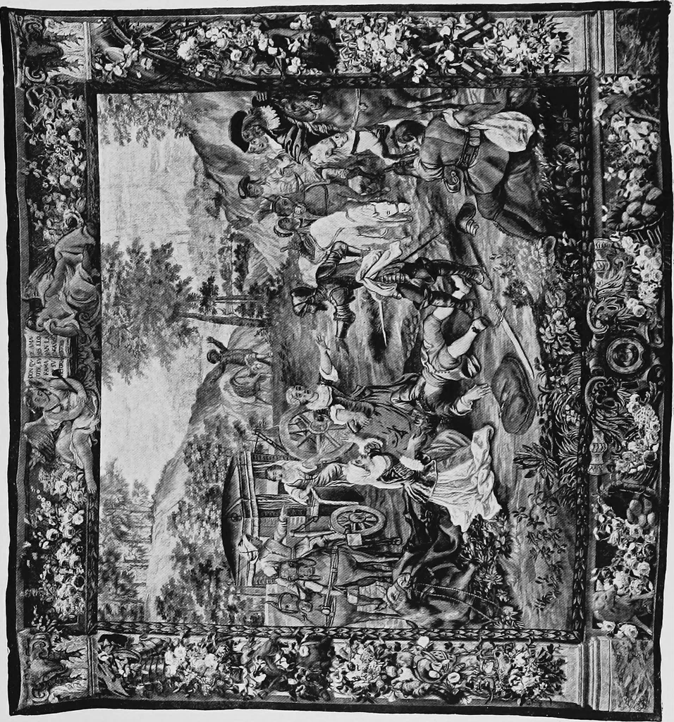 An illustration from Tapestries and carpets from the palace of the Pardo, woven at the royal manufactory of Madrid, loaned by His Majesty the King of Spain for exhibition by the Hispanic society of America, 1917, leaf 54