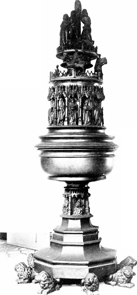 An illustration from Dinanderie; a history and description of mediæval art work in copper, brass and bronze, 1910, leaf 100