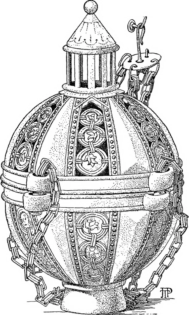 An illustration from Dinanderie; a history and description of mediæval art work in copper, brass and bronze, 1910, leaf 185