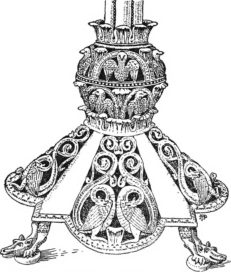 An illustration from Dinanderie; a history and description of mediæval art work in copper, brass and bronze, 1910, leaf 204