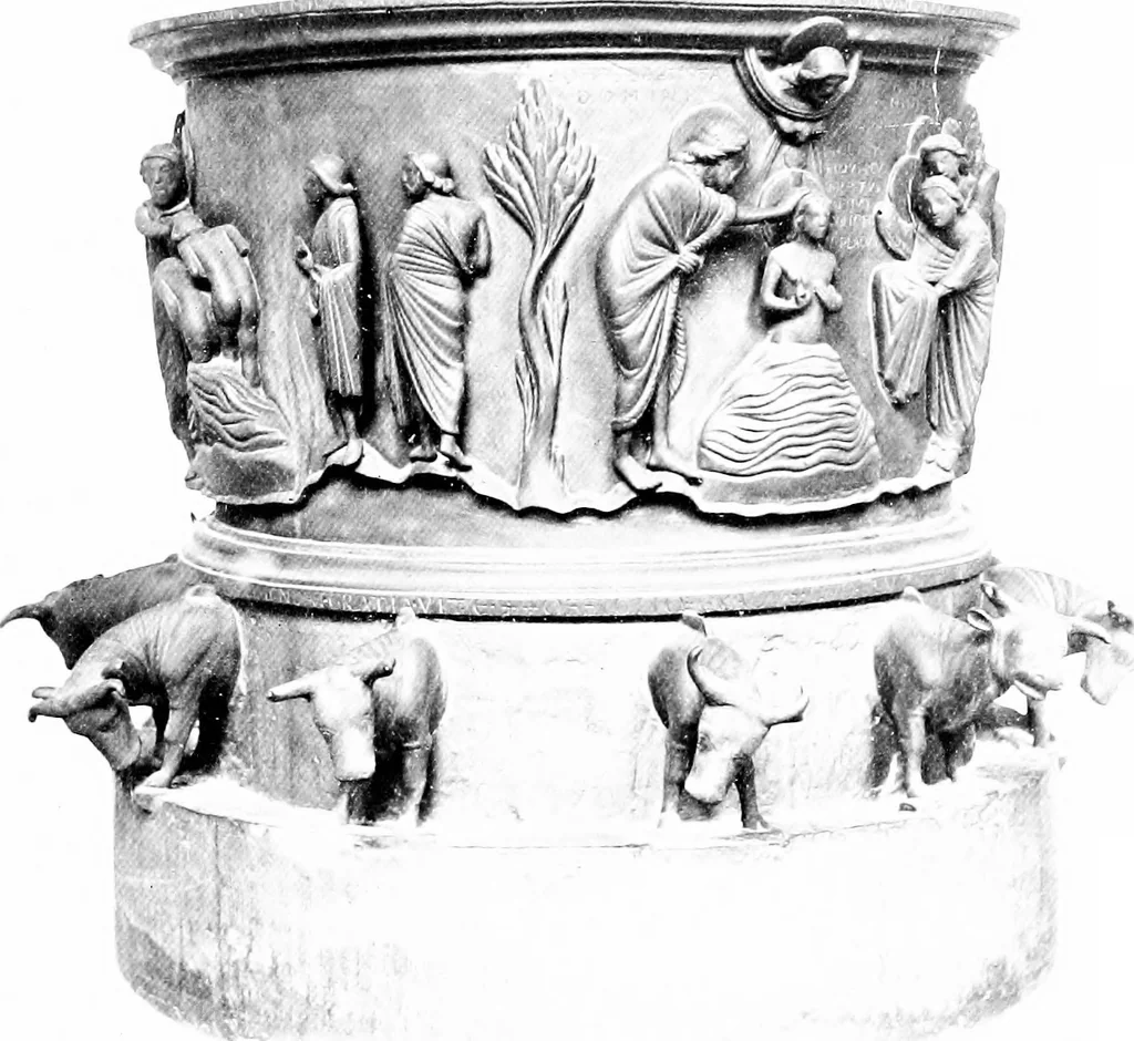 An illustration from Dinanderie; a history and description of mediæval art work in copper, brass and bronze, 1910, leaf 92