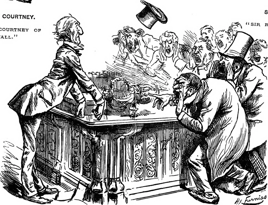 An illustration from M.P.'s in session, from Mr. Punch's parliamentary portrait gallery, 1889, leaf 24