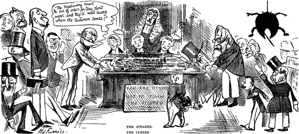An illustration from M.P.'s in session, from Mr. Punch's parliamentary portrait gallery, 1889, leaf 66