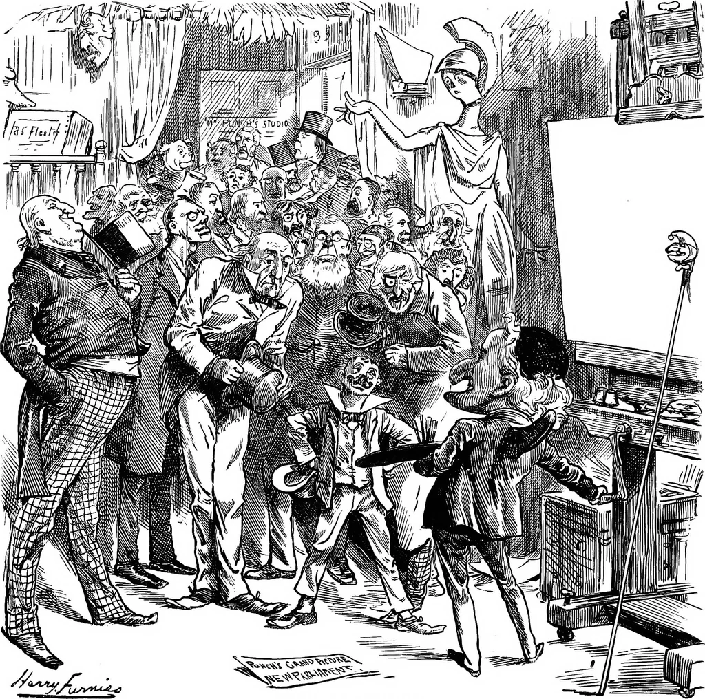 An illustration from M.P.'s in session, from Mr. Punch's parliamentary portrait gallery, 1889, leaf 7