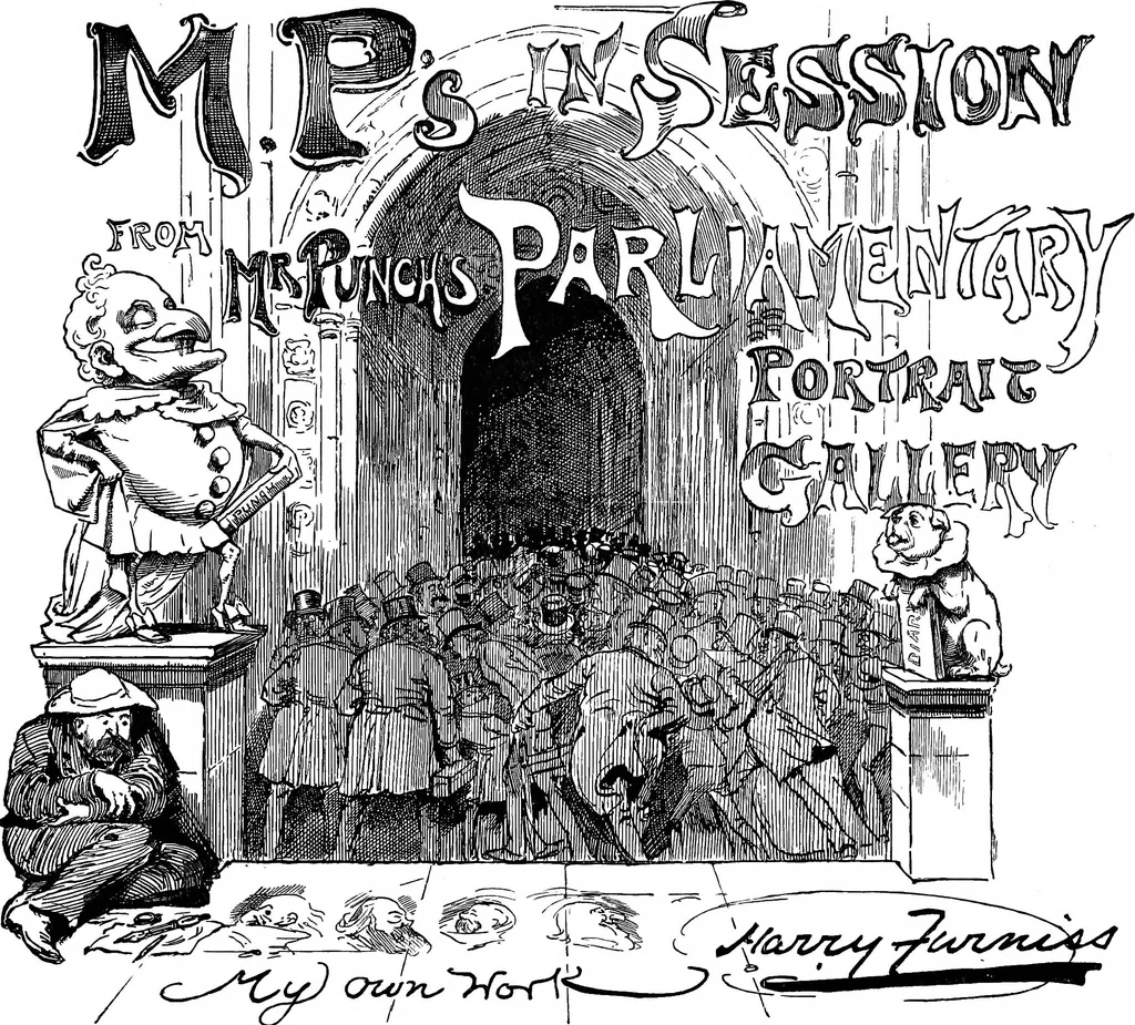 An illustration from M.P.'s in session, from Mr. Punch's parliamentary portrait gallery, 1889, leaf 8