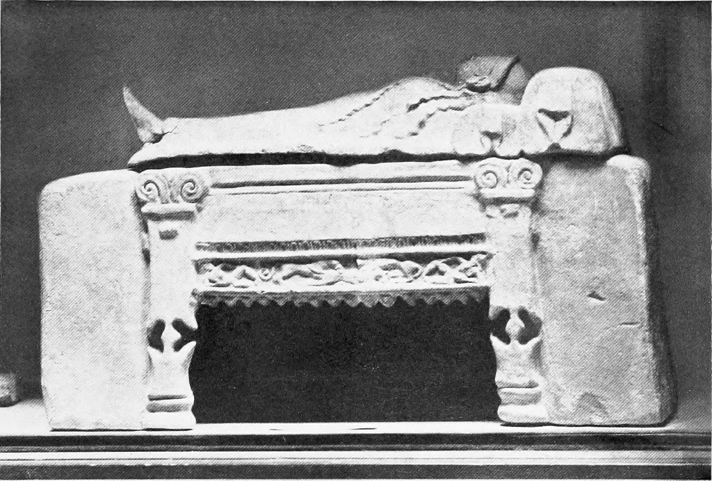 An illustration from Studies in ancient furniture; couches and beds of the Greeks, Etruscans and Romans, 1905, leaf 134