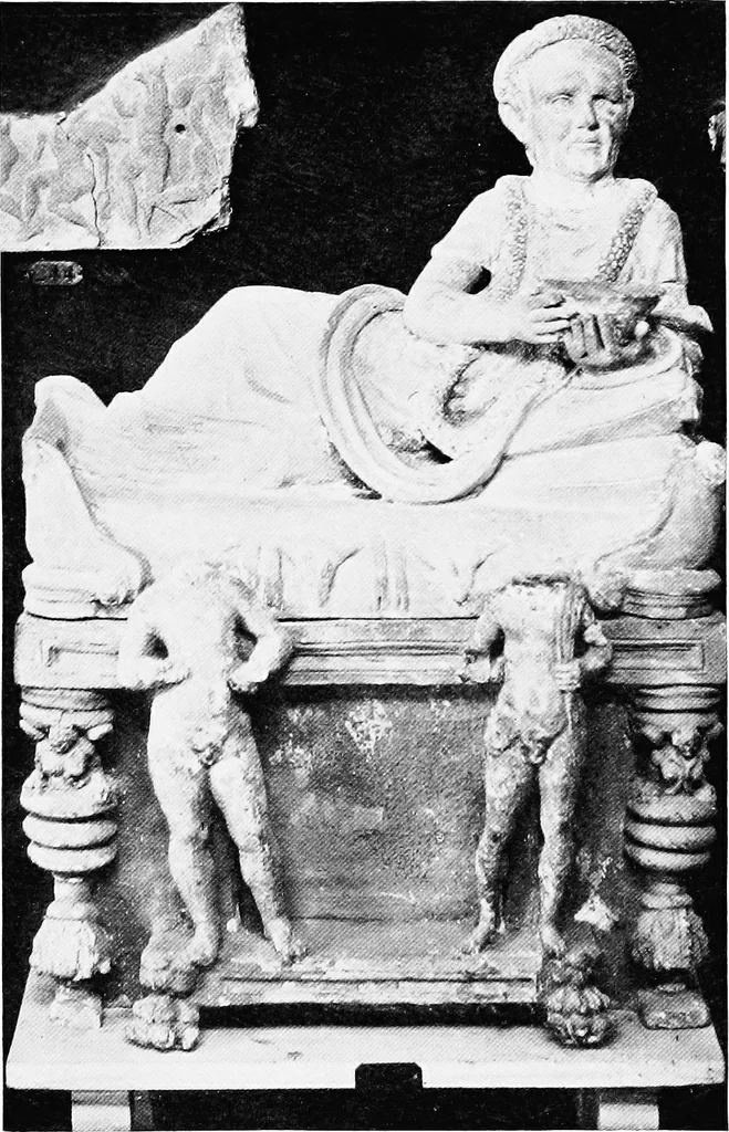 An illustration from Studies in ancient furniture; couches and beds of the Greeks, Etruscans and Romans, 1905, leaf 36