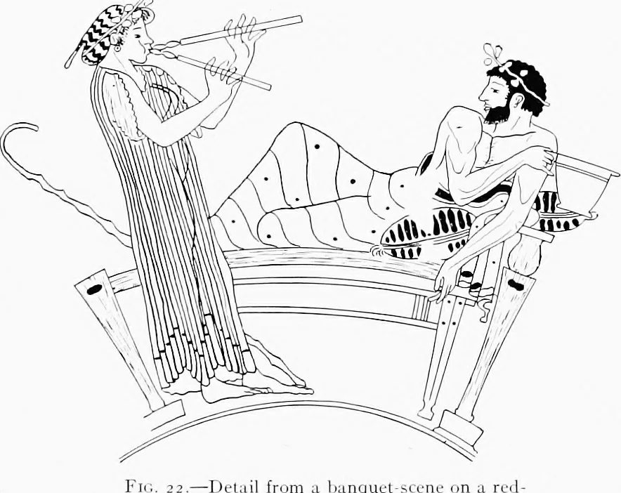 An illustration from Studies in ancient furniture; couches and beds of the Greeks, Etruscans and Romans, 1905, leaf 45