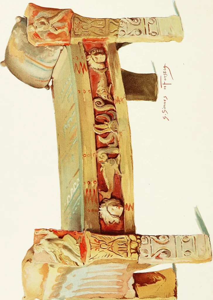 An illustration from Studies in ancient furniture; couches and beds of the Greeks, Etruscans and Romans, 1905, leaf 7